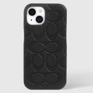 Coach Signature Canvas Embossed iPhone pro 13/14 leather Black